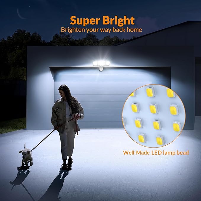 LEPOWER 1600LM LED Solar Security Lights Motion Outdoor, 5500K White Light