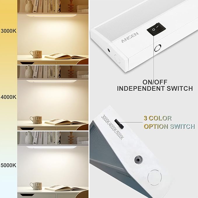 Ansen 2Packs of Under Cabinet Lighting Hardwired, 36in 22W 1426LM Dimmable Led