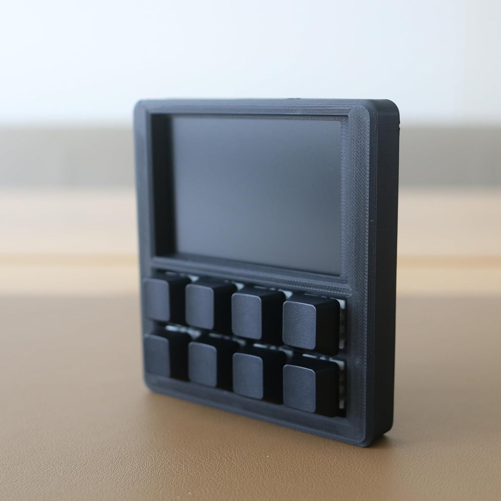 8-key macropad 3.5" tft lcd screen programmable mechanical on a desk or shelf
