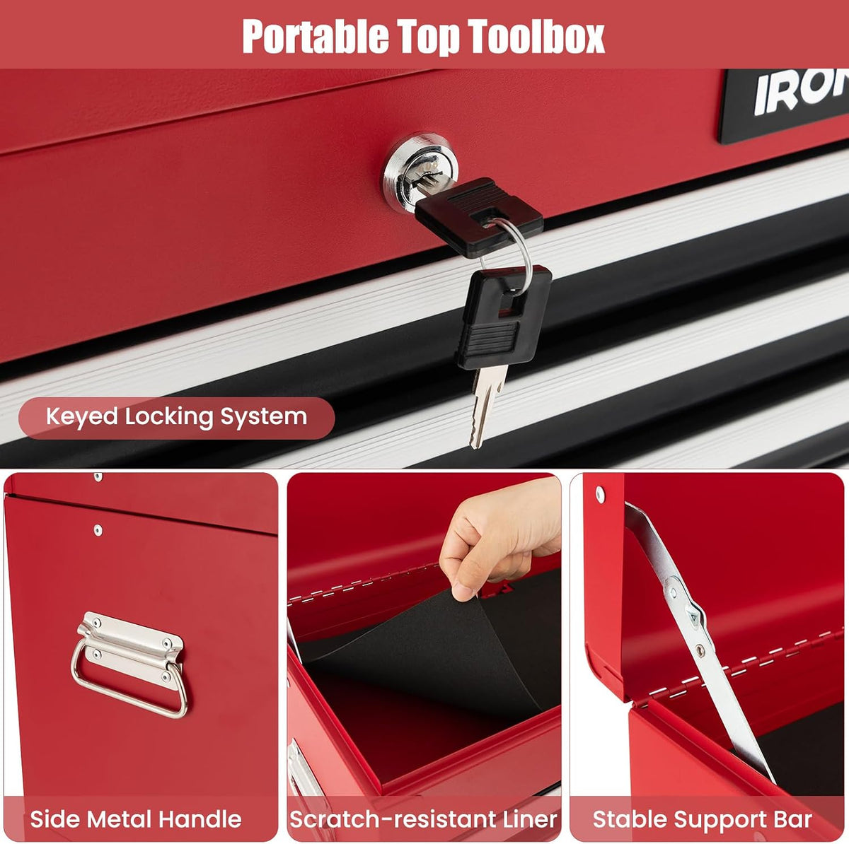 ironmax 6 drawers rolling tool chest, 2 in, package contents