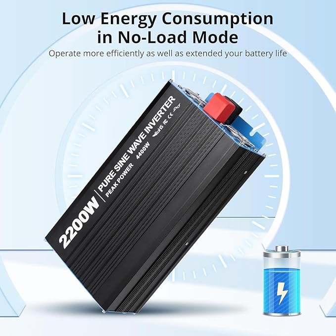 2200W Pure Sine Wave Inverter, 1 USB Port 5v/2.4a, LCD Display&Remote Controller