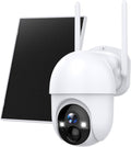 Poyasilon Solar Security Cameras Wireless Outdoor, Wireless Cameras for Home/Outdoor Security, 355°PTZ, 3MP 2K FHD WiFi Camera with Spotlight, Motion Detection, Siren, Color Night Vision, SD/Cloud