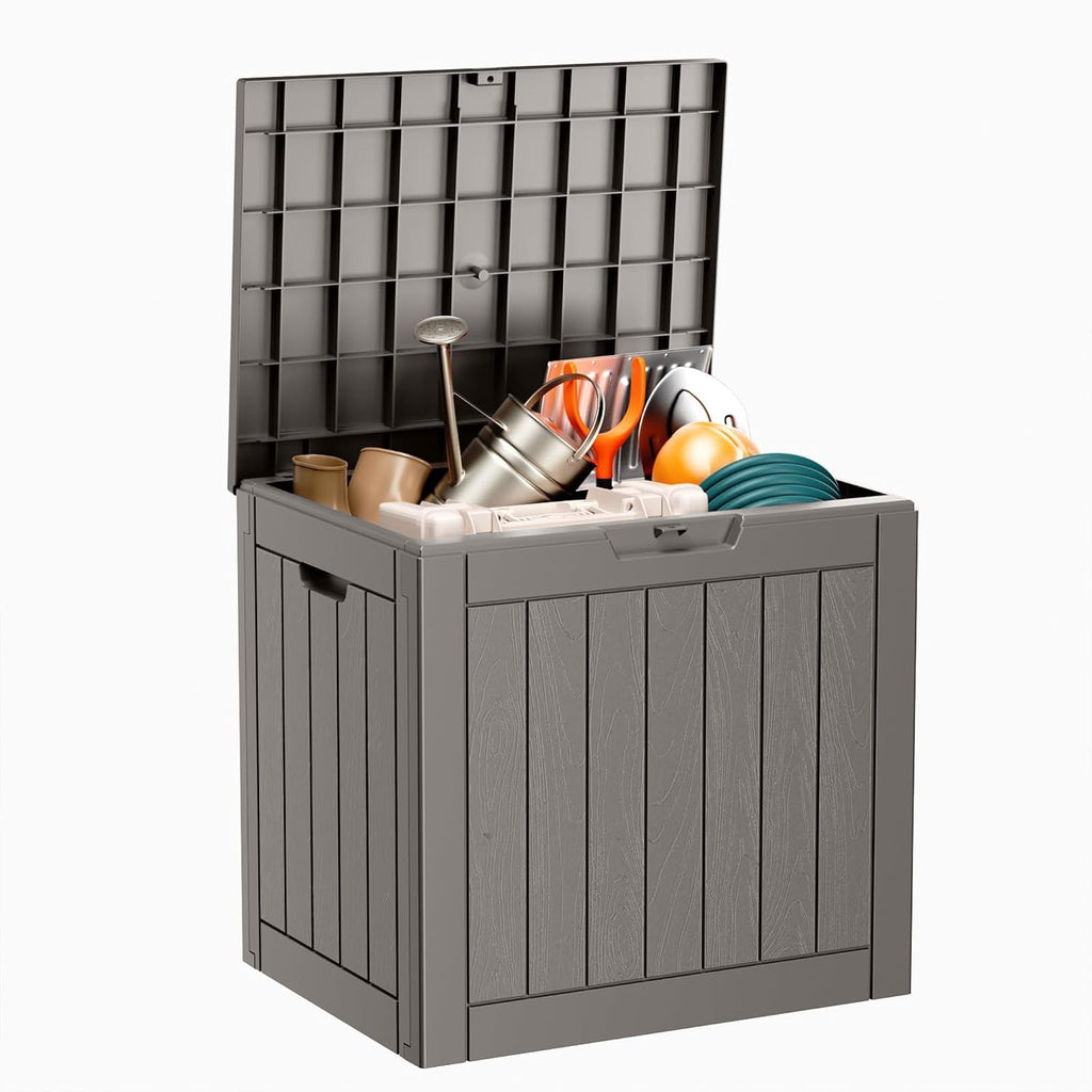 Vixzen 35 Gallon Deck Boxes Outdoor Waterproof, Lockable Resin Storage Box with lid for Furniture Cushions, Weatherproof Containers Outside Storage Boxes for Garden Patio Pool Tools(Black, 35 Gallon)