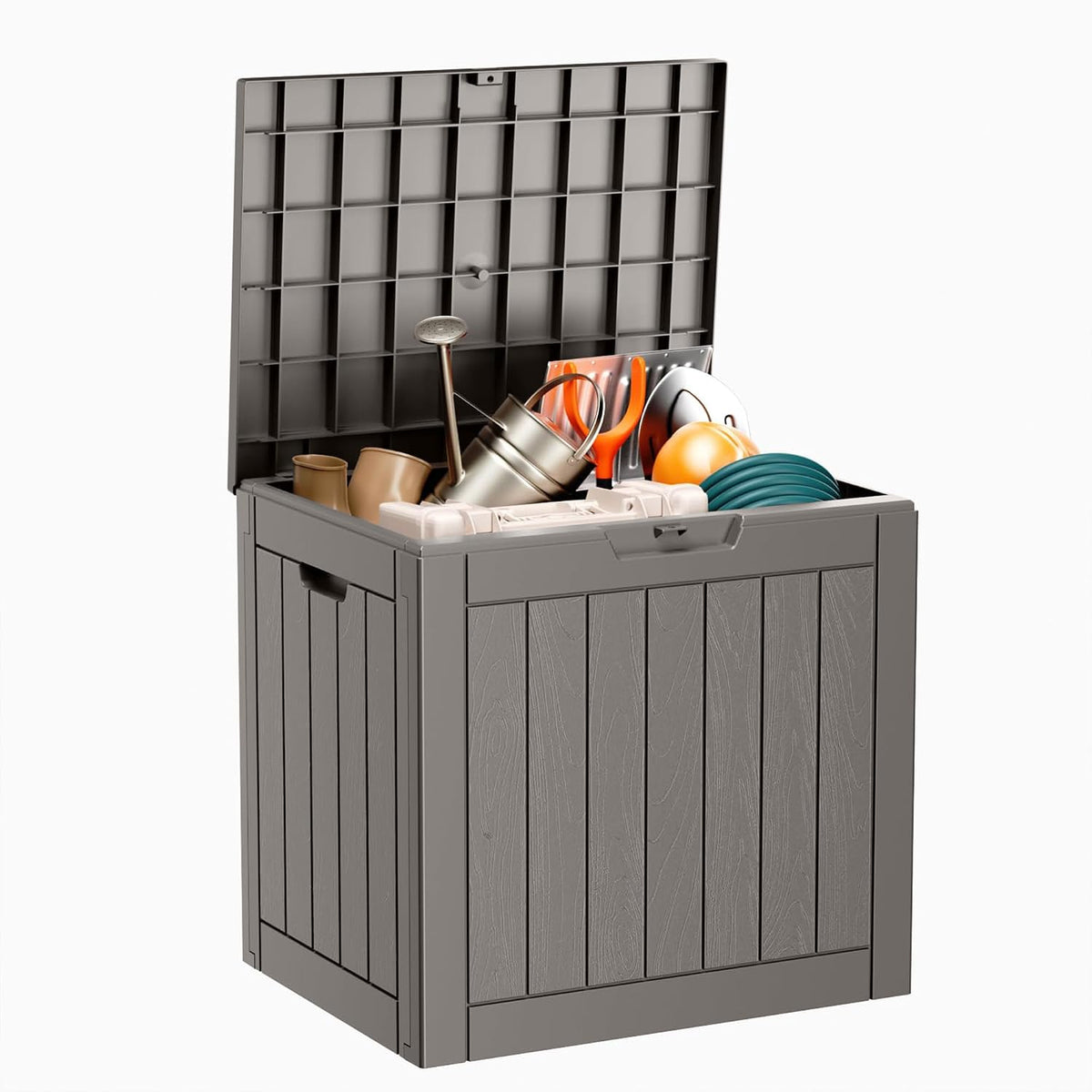 Vixzen 35 Gallon Deck Boxes Outdoor Waterproof, Lockable Resin Storage Box with lid for Furniture Cushions, Weatherproof Containers Outside Storage Boxes for Garden Patio Pool Tools(Black, 35 Gallon)