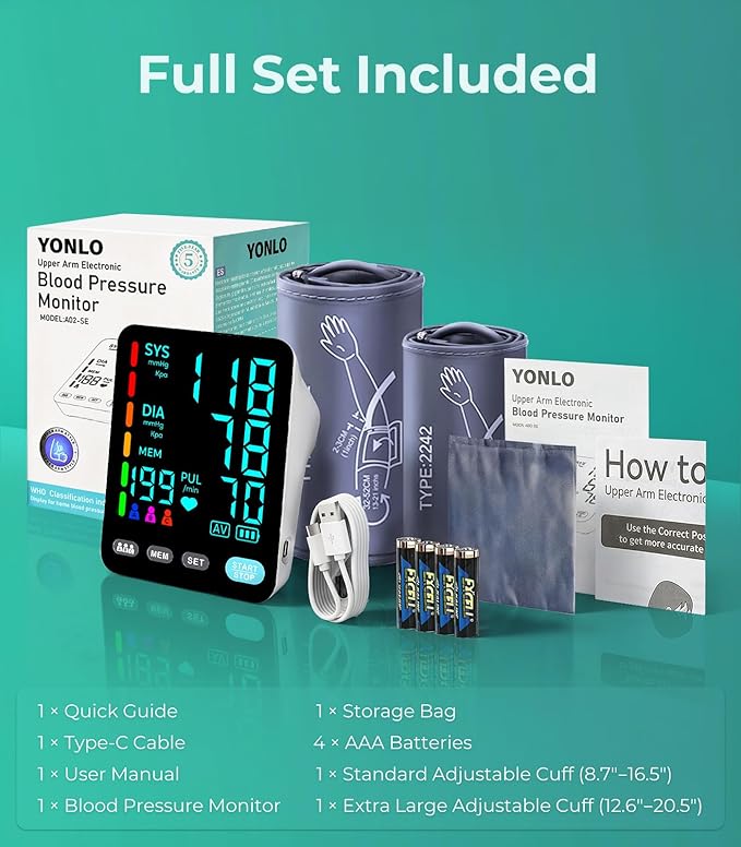 YONLO Blood Pressure Monitor, Automatic Upper Arm Blood Pressure Monitors