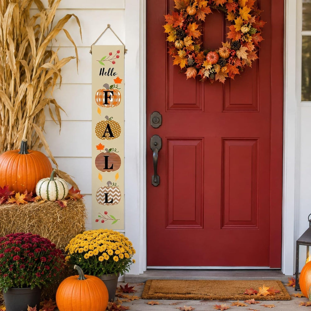One-Piece Reversible Fall Halloween Porch Sign, Outdoor Decor