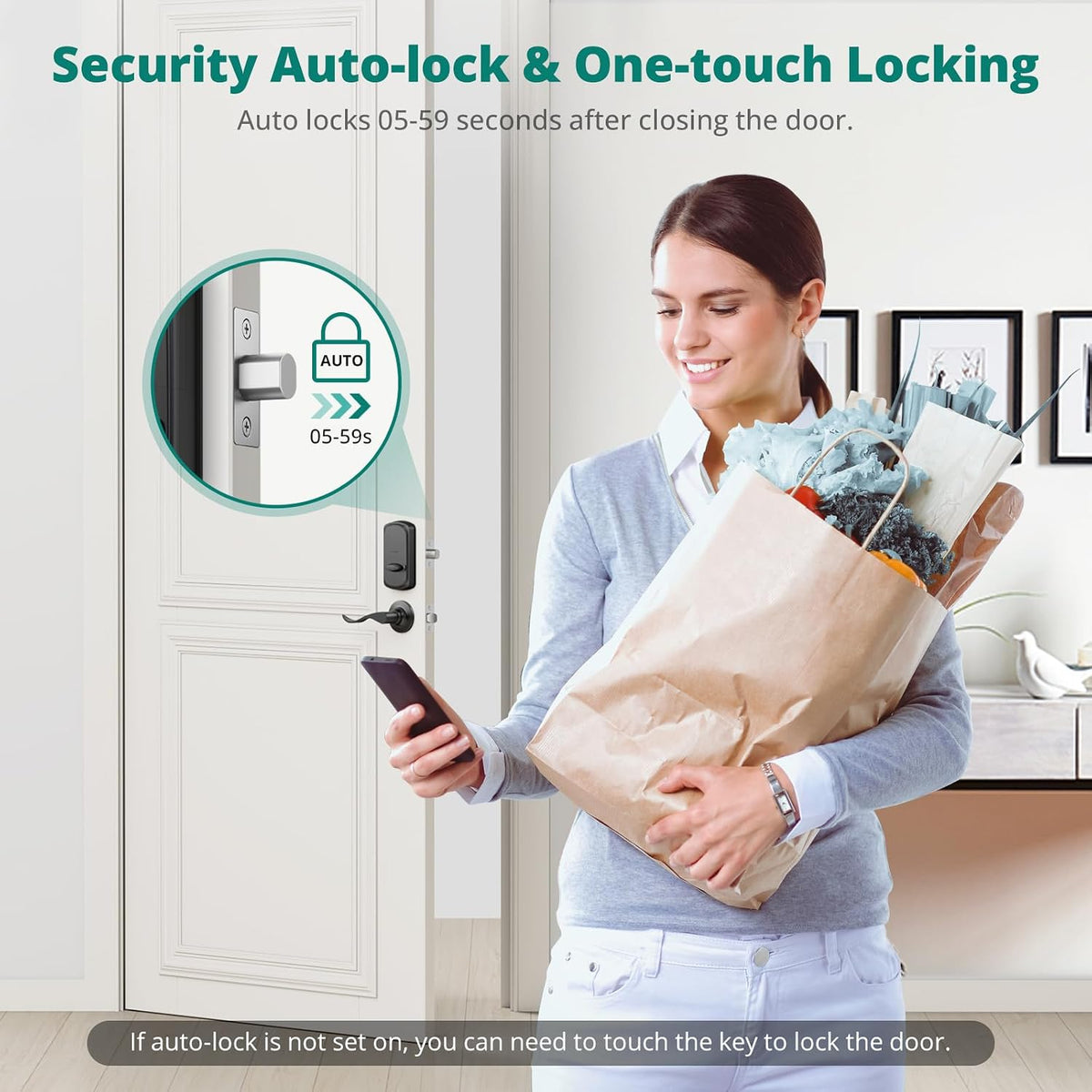 akagear ds10 keyless entry door lock with fingerprint, side view