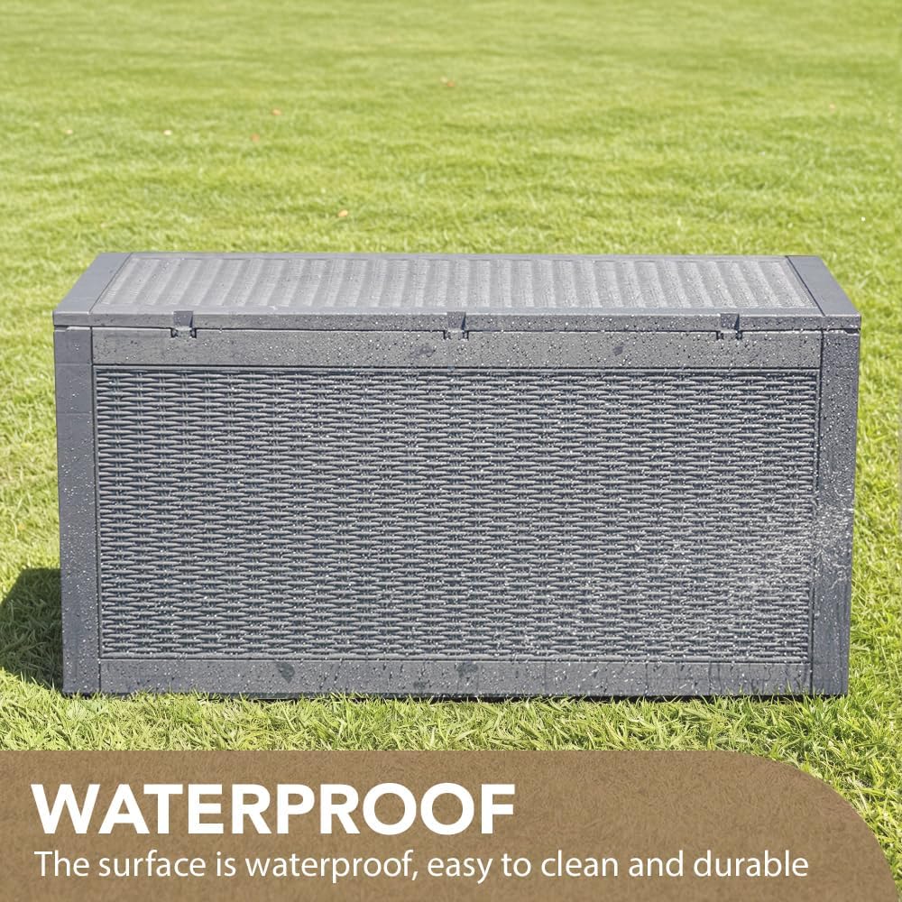 devoko 95 gallon deck box large resin outdoor, side view