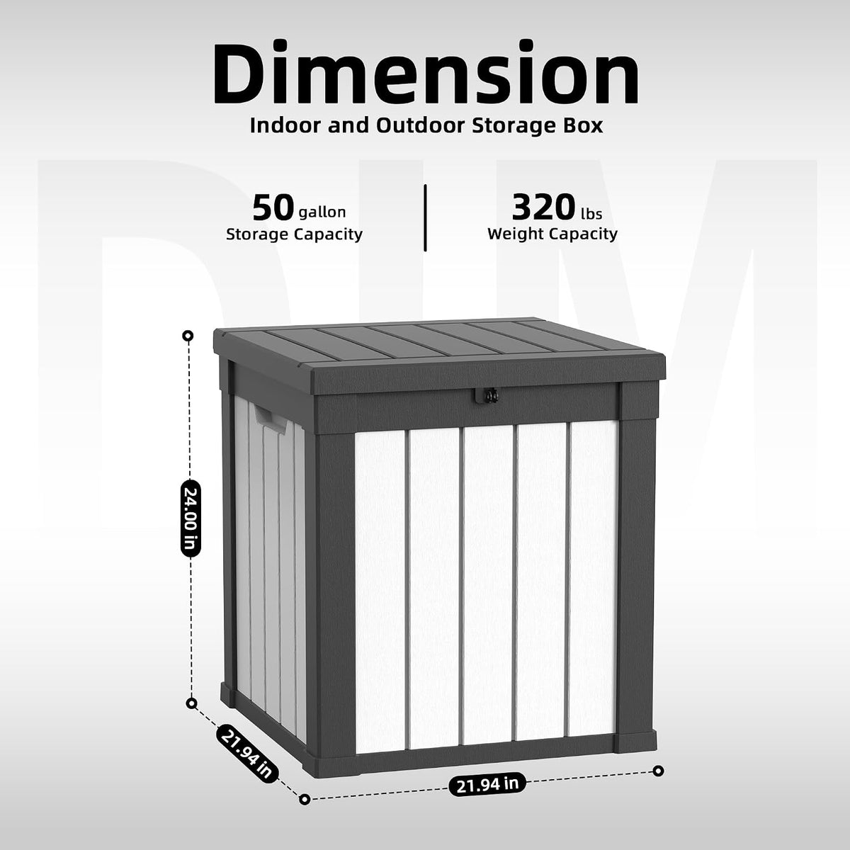 rojik 50 gallon resin deck box, lockable waterproof, close-up detail