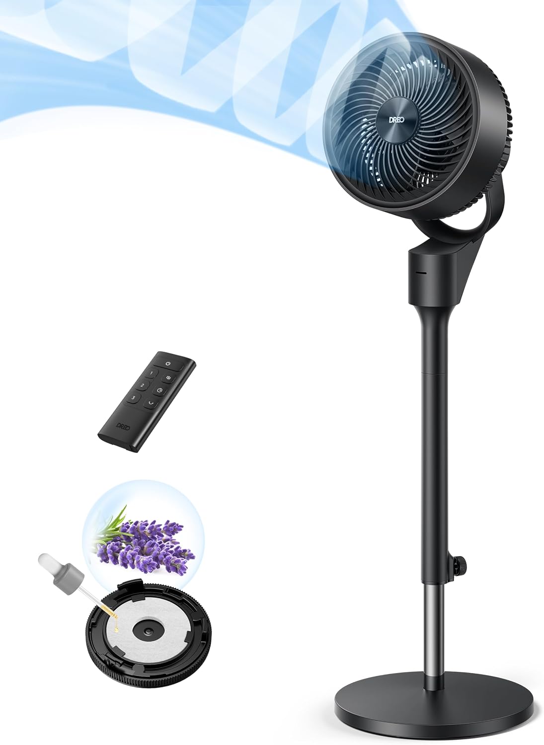 Dreo Fan for Bedroom, 80° Oscillating Standing Fan, 25dB Quiet, 80ft Pedestal