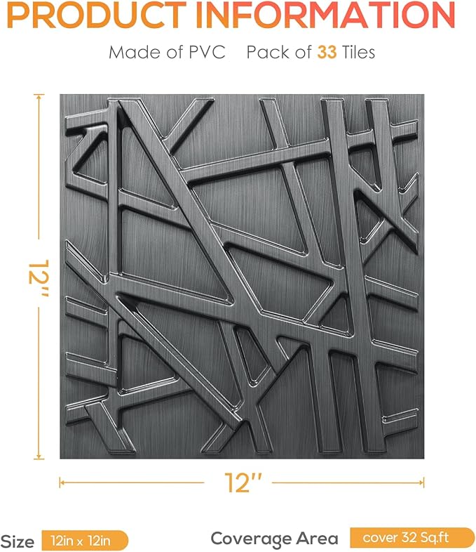 LEVOWAY 33 Pack 3D Wall Panels for Interior Wall Decor, Wall Covering Panles