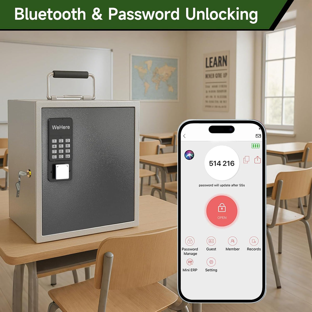 36 Slots Cell Phone Locker with Smart Lock, Metal Storage Cabinet