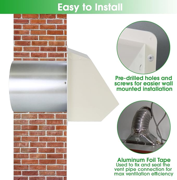 10 Inch Hooded Wall Vent with Screen and Damper, Outdoor Wall Exhaust Vent