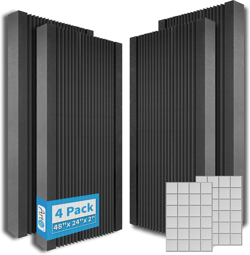 Art3d 4-Pack Wedge Design Acoustic Foam Panels, Quick-Recovery Noise Dampening