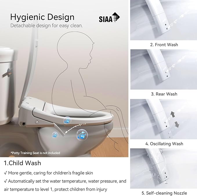 R&T V303 Auto-Open Smart Bidet Toilet Seat, Elongated Electric Bidets