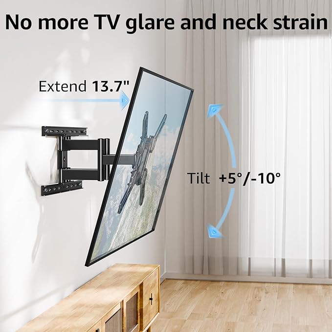 MOUNTUP Ultra Slim Full Motion TV Wall Mount, 1.3" Thin Low Profile TV Bracket