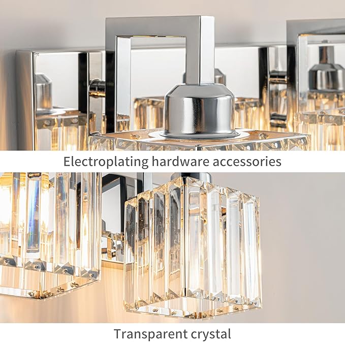 FDPBY Modern Bathroom Vanity Light 5-Lights Chrome Crystal Wall Lamp Bathroom