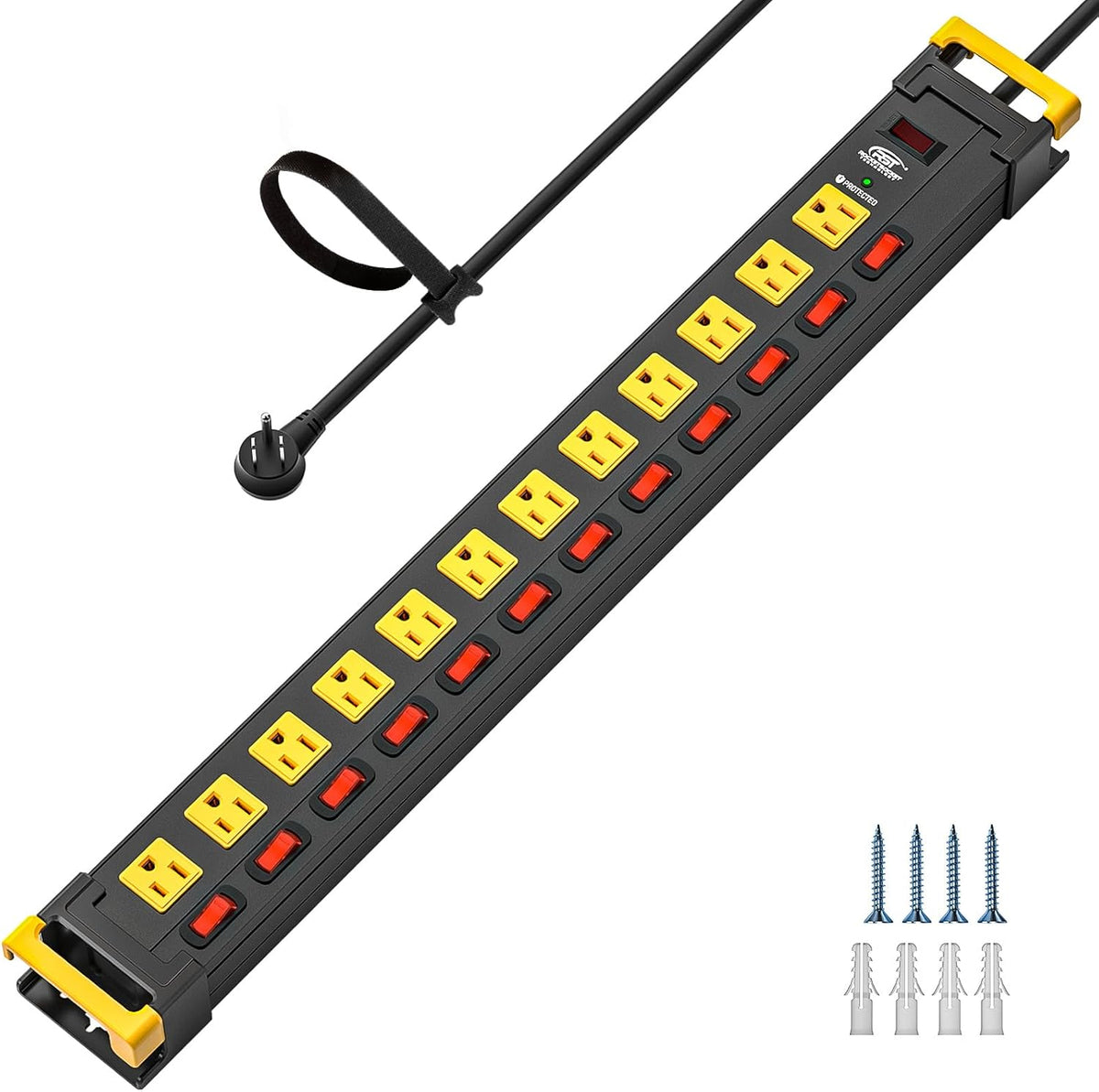 CRST 12 Outlet Heavy Duty Metal Power Strip
