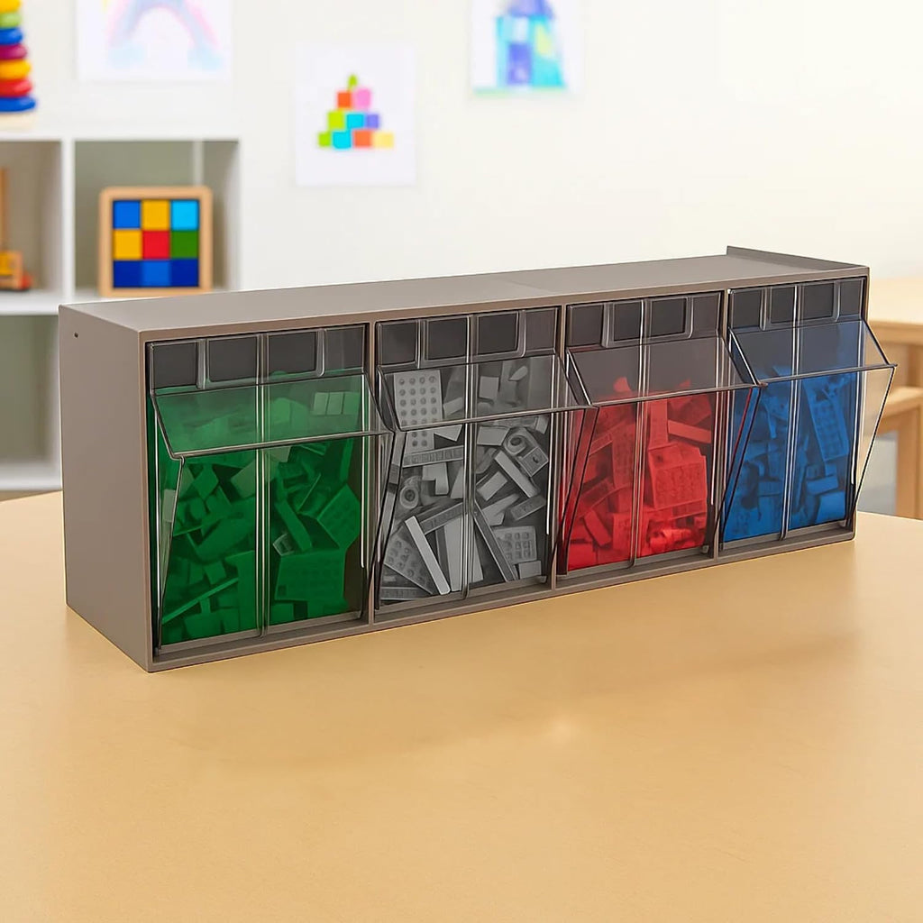 akro-mils tiltview plastic storage cabinet with 4 tilt, close-up detail