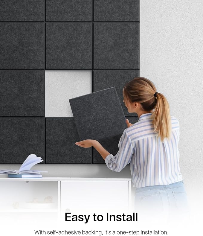 18 Pack Soundproof Wall Panels Self-Adhesive, Square Sound Proof Foam Panels