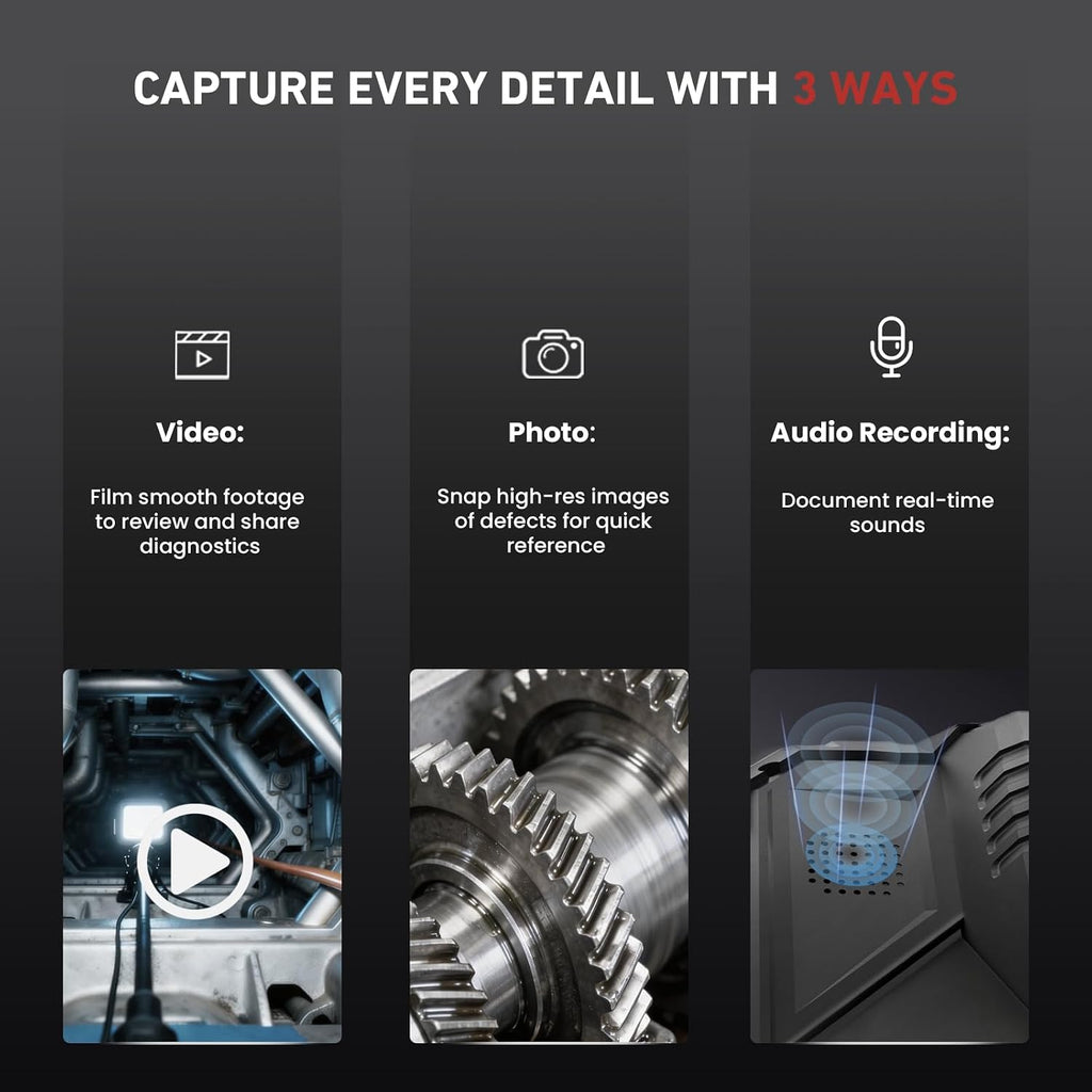 ralcam two-way articulating borescope for mechanic automotive hvac showing dimensions