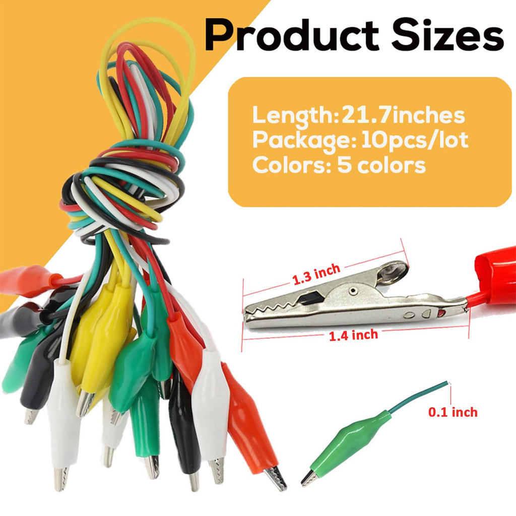 premium alligator clips electrical, 5 colors test probes, side view