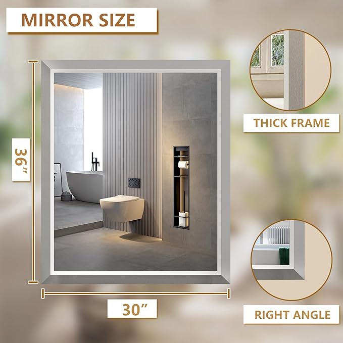 SMIROR Brushed Silver Bathroom Mirror