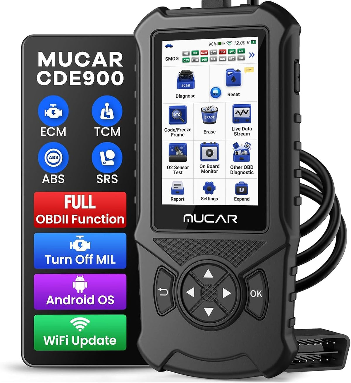 MUCAR CDE900 OBD2 Scanner, Check Engine System Car Code Reader, Automotive