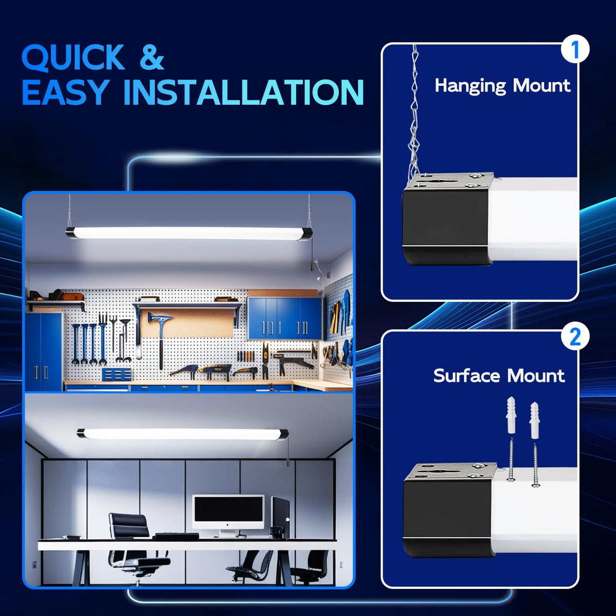 hykolity 4FT 120W LED Shop Light Linkable, 5000K Utility Shop Lights