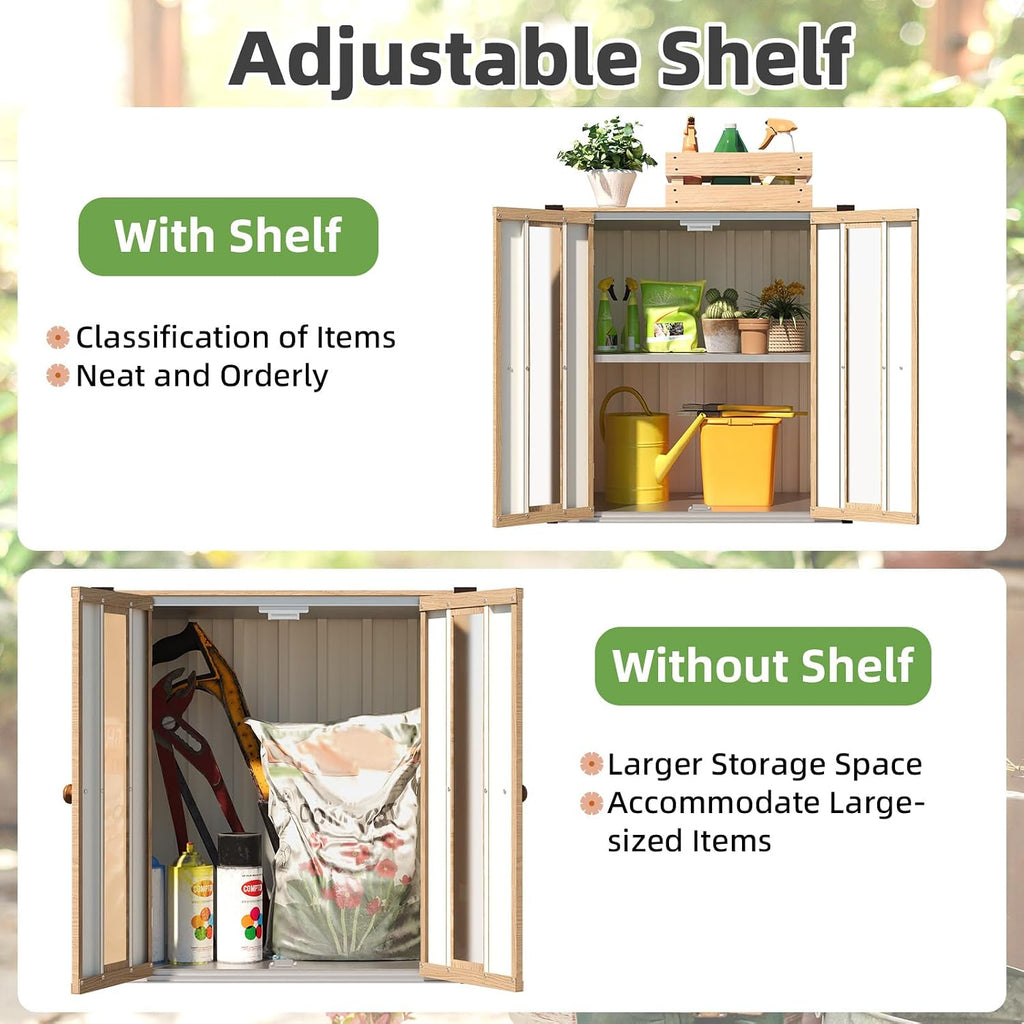 aecojoy outdoor storage cabinet waterproof with floor &, side view