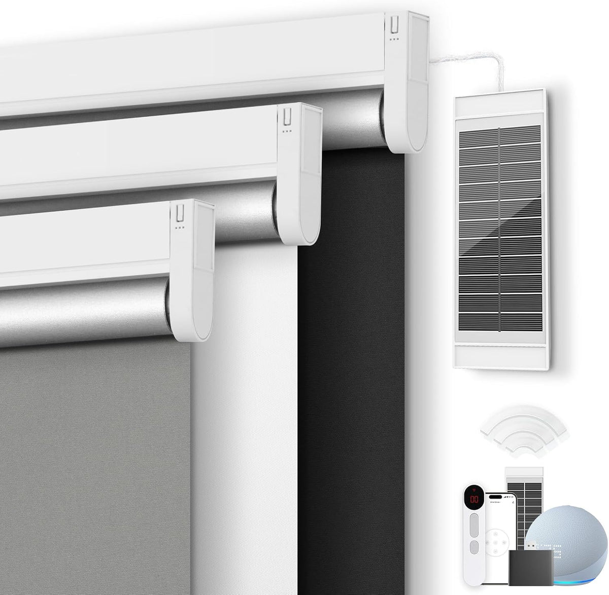 Motorized Roller Blinds with Remote Control & Solar Panel