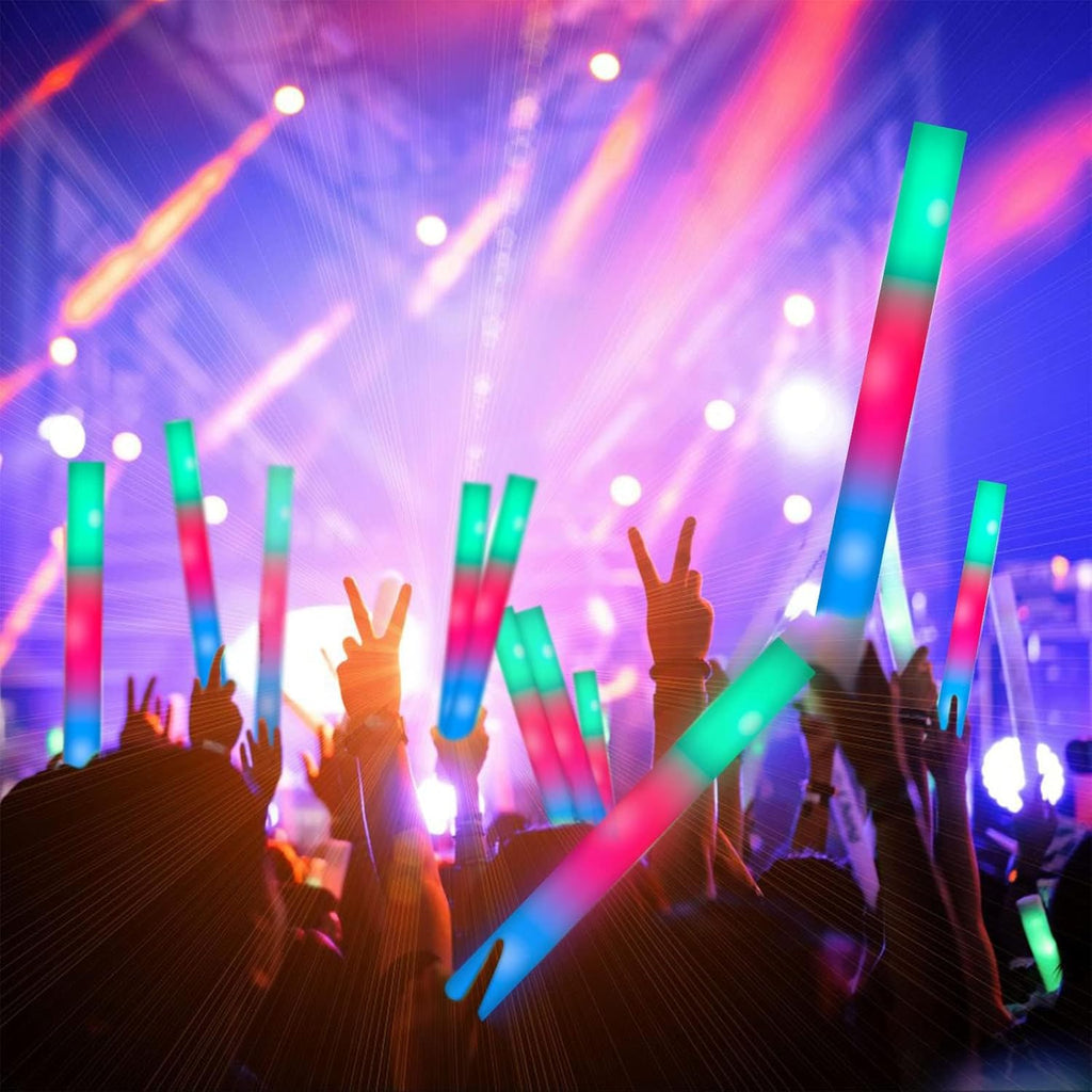 SHQDD 46PCS Foam Glow Sticks, Foam Light Up Sticks with 3 Modes Colorful Flashing, Glow Stick Bulk Party Pack, Glow in Dark Party Supplies, LED Foam Sticks Bulk for Wedding, Raves, Concert, Halloween