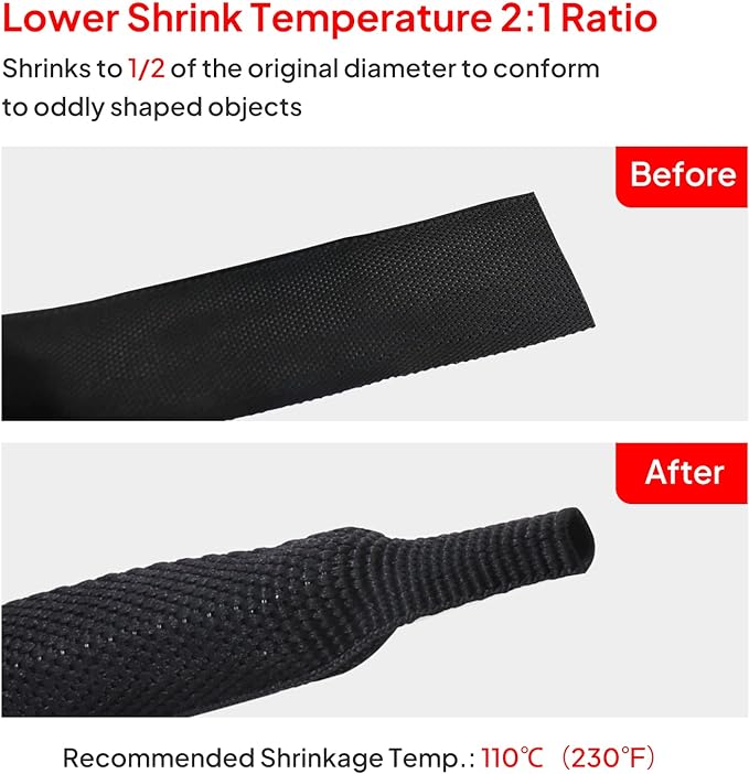 Sonoreboom 2 in 1 Heat Shrink Braided Sleeving Fabric Tubing-Ideal fit