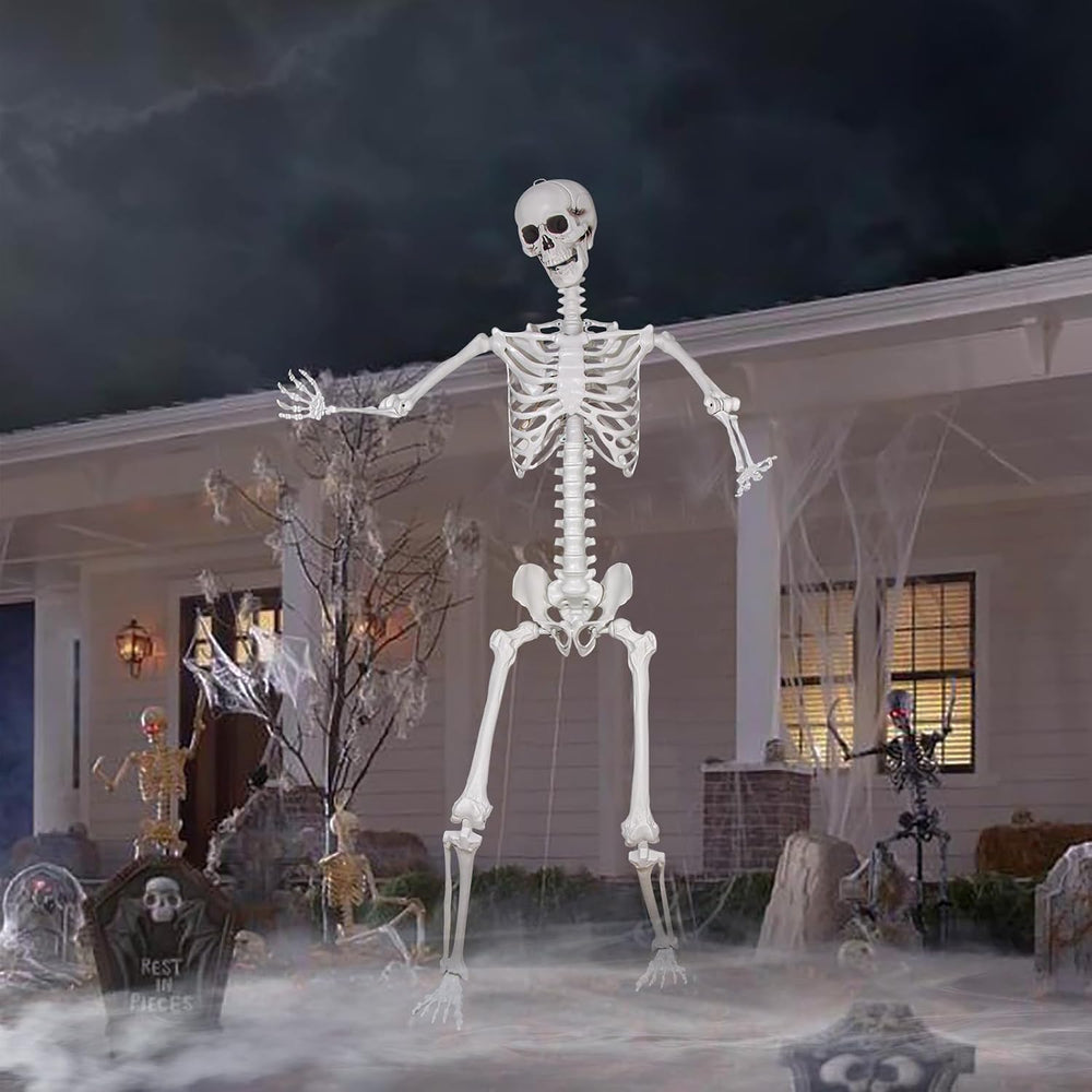 7.9ft Halloween Giant Skeleton, Tall Outdoor Skeleton with Full Body Posable ...
