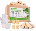 Mini Firewood with 4pcs Fire Starters&Gloves 3.5'' Lengths Pine Kiln Dried Fire Wood Great for Solo Stove Mesa, Tabletop Fire Pit,Pizza Oven Wood,Solo Stove Accessories