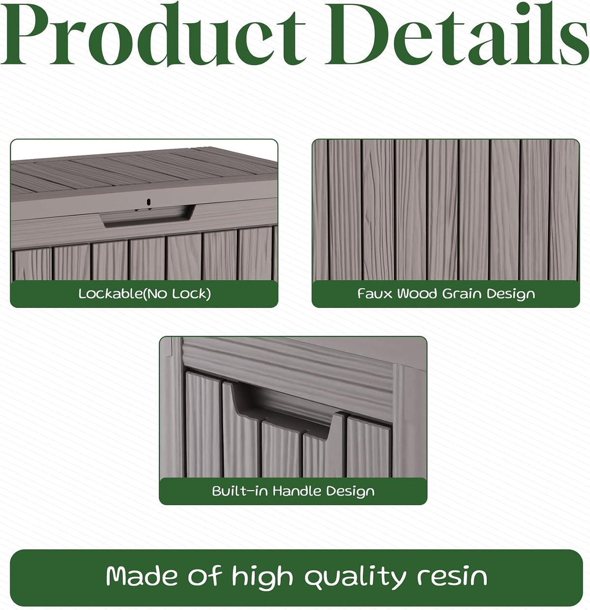 patiozen 60 gallon outdoor storage box, waterproof patio showing dimensions