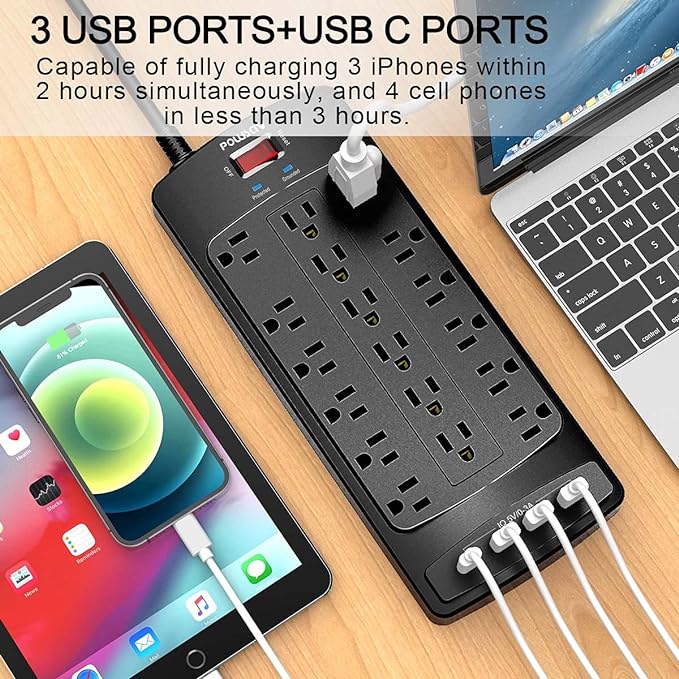 18 Outlets Surge Protector Power Strip