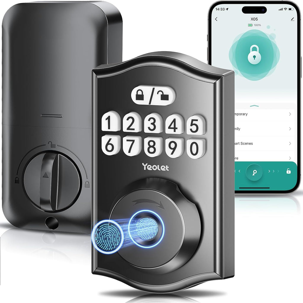 Ulecoce Y58 Keyless Entry Deadbolt Lock with Fingerprint, Matte Black