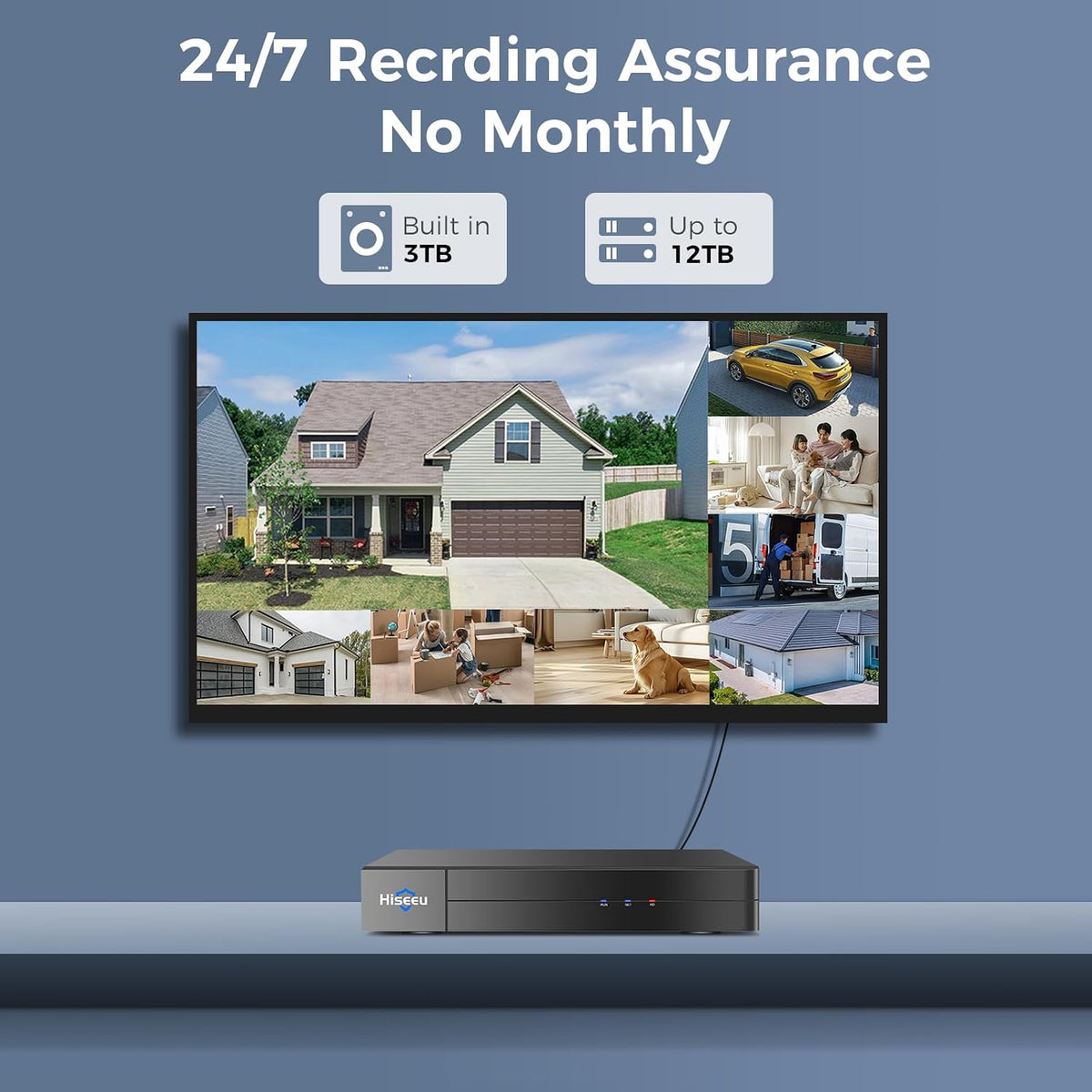 hiseeu 8mp ahd/tvi/cvi/xvi cctv home wired security camera, front angle view