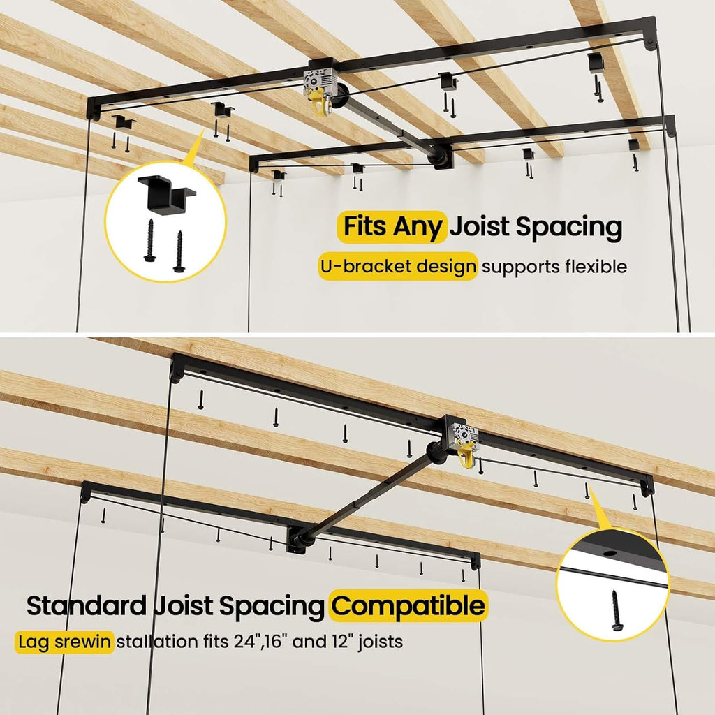 fero overhead garage storage rack 4x8, 500 lb, package contents
