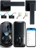 Veise VE07-L Fingerprint Smart Lock with 2 Lever Handles Set, Matte Black