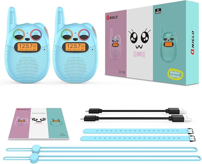 Qniglo Walkie Talkies for Kids Rechargeable 2 Pack, Christmas Birthday Gifts
