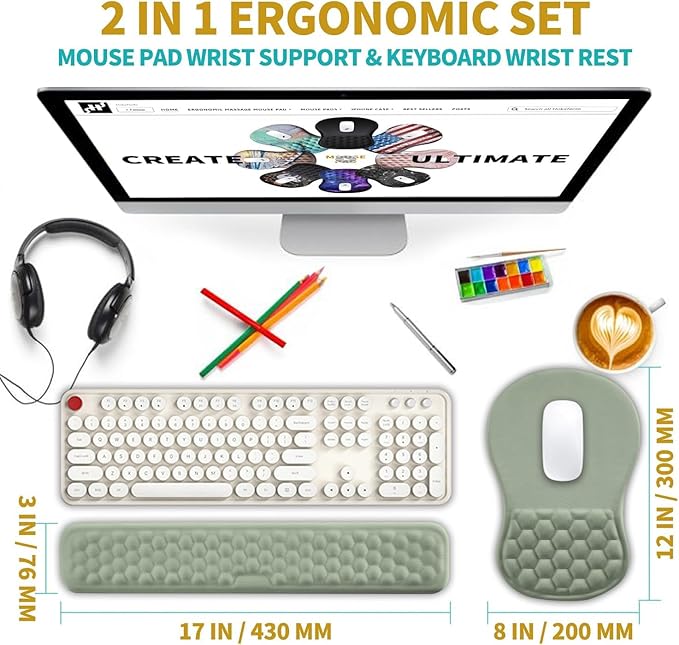 Hokafenle 2 in 1 Ergonomic Mouse Pad Wrist Support & Wrist Rest