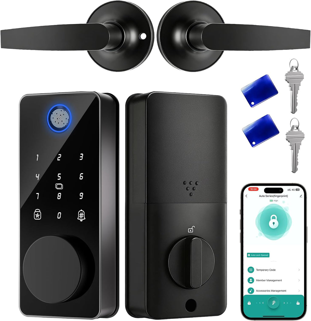 Smart Lock with 2 Handles, Keyless Entry Door Lock, Fingerprint Door Lock