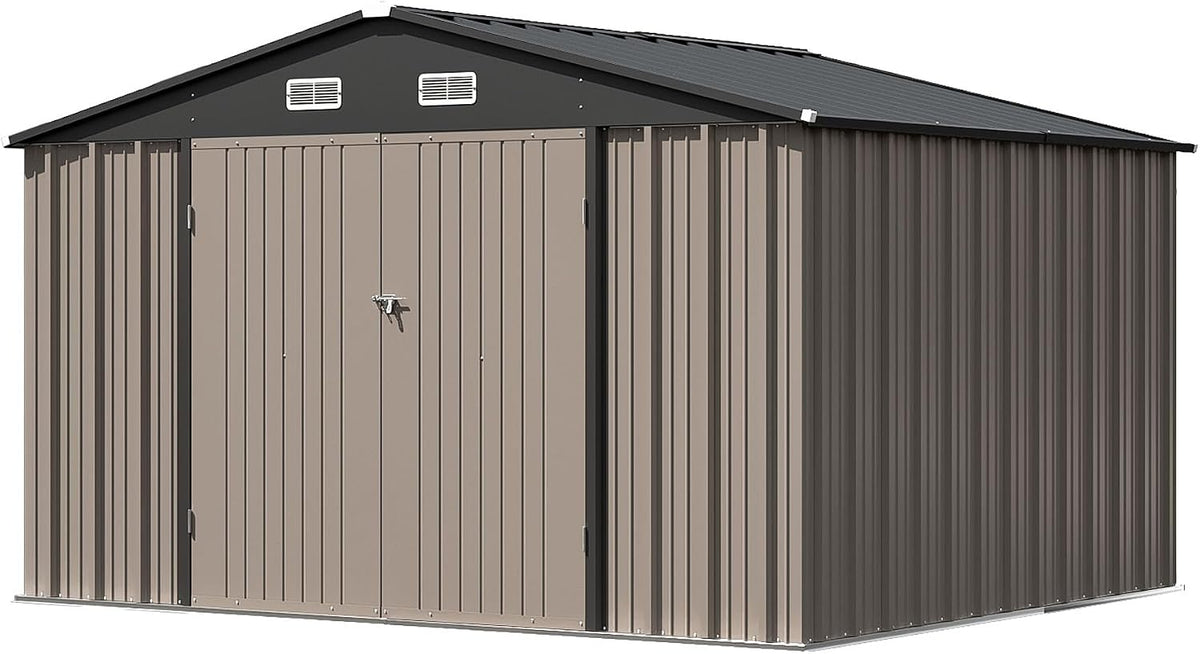 patiowell 10x8 ft outdoor storage shed, metal sheds, package contents