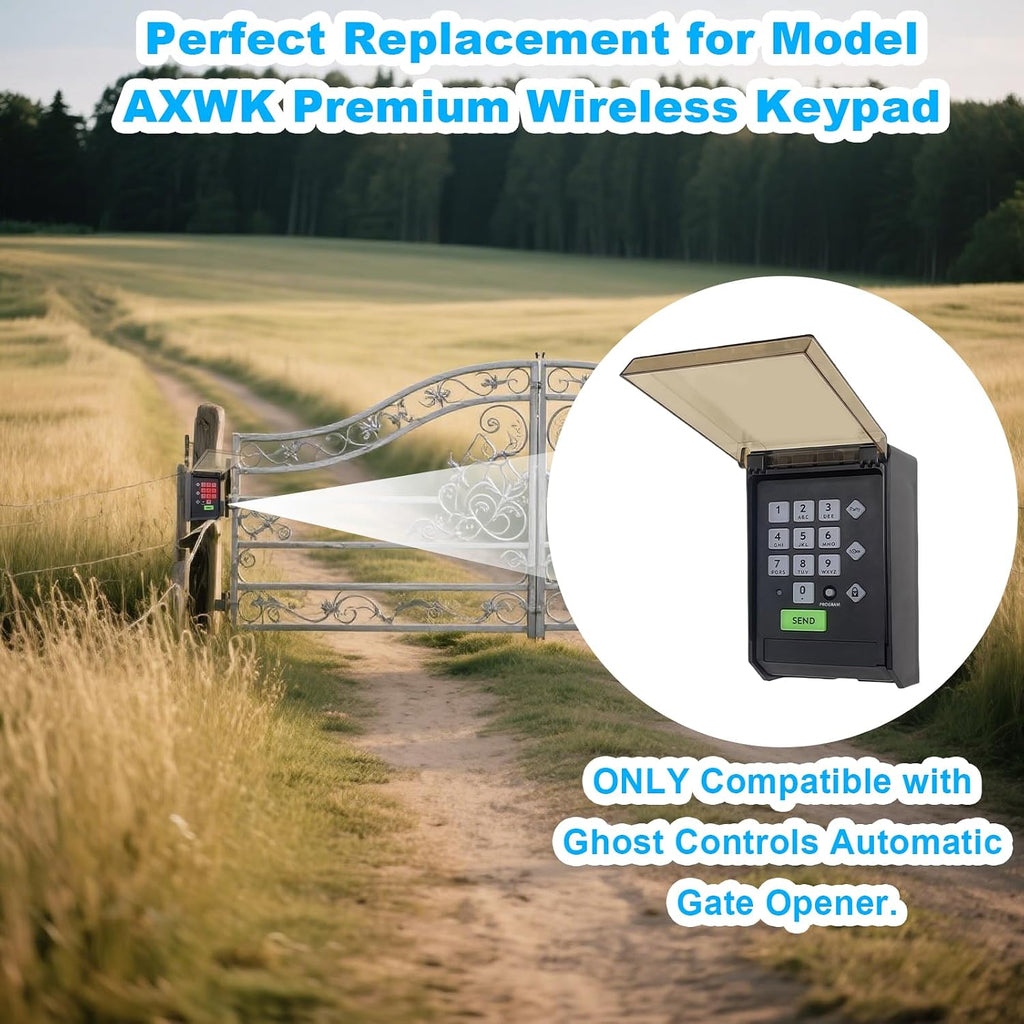 gh ost gate opener keypad axwk wireless waterproof showing dimensions
