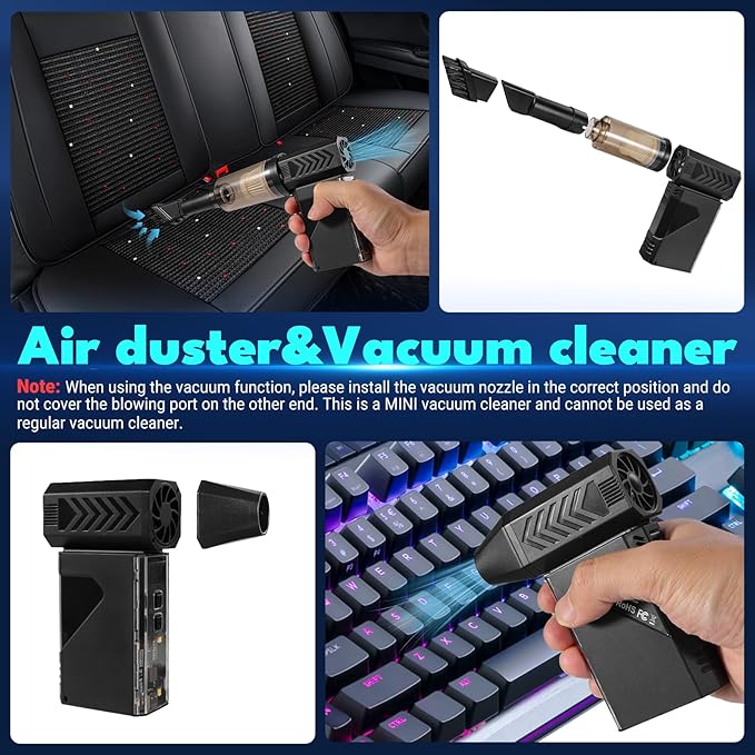 Newdehanm Violent Turbo Fan，Mini Electric Compressed Air Duster & Vacuum Cleaner