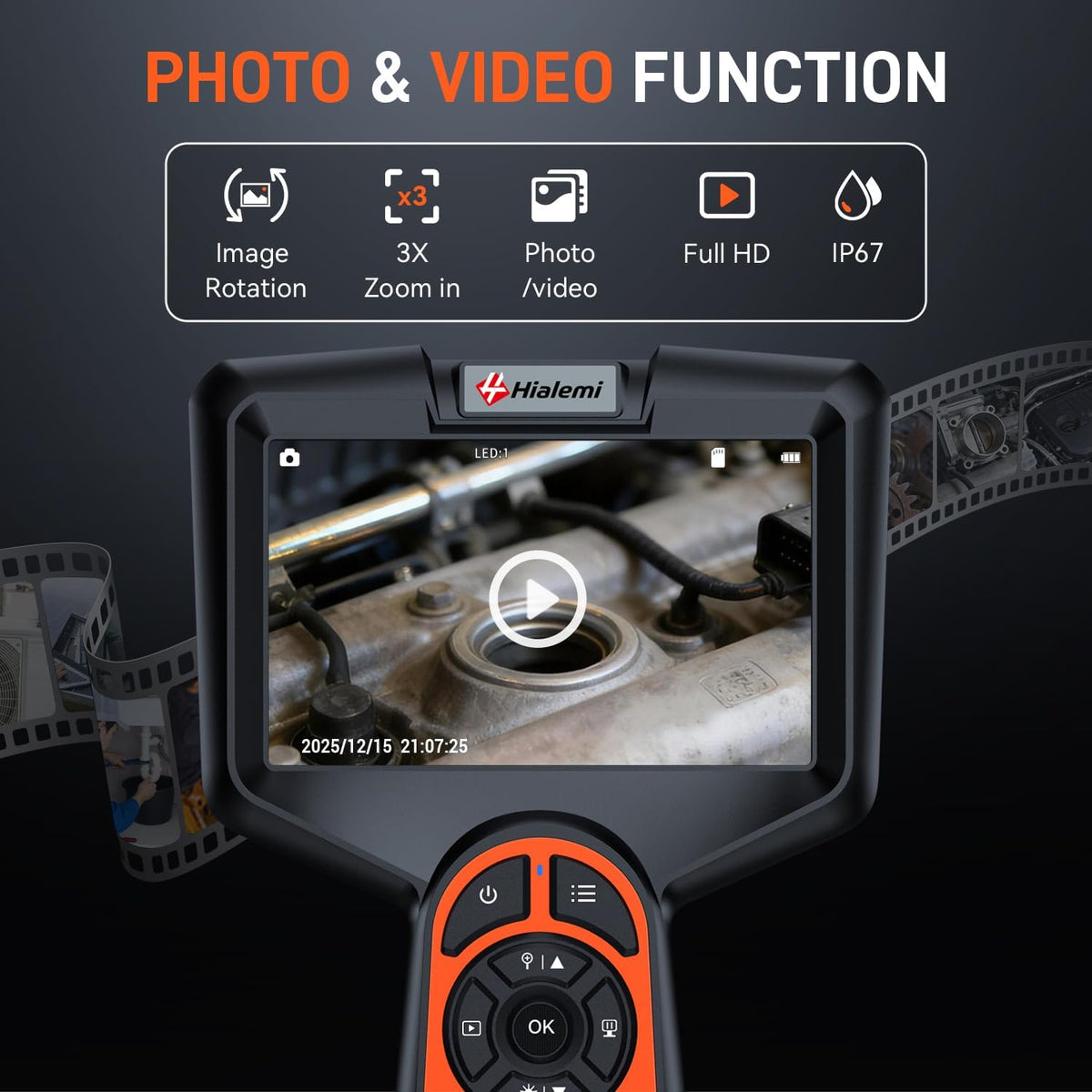 3.9mm borescope camera with light, 5" industrial endoscope, package contents