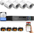 Wired Security Camera System Outdoor, 4X 1080P CCTV Camera, 500G HDD