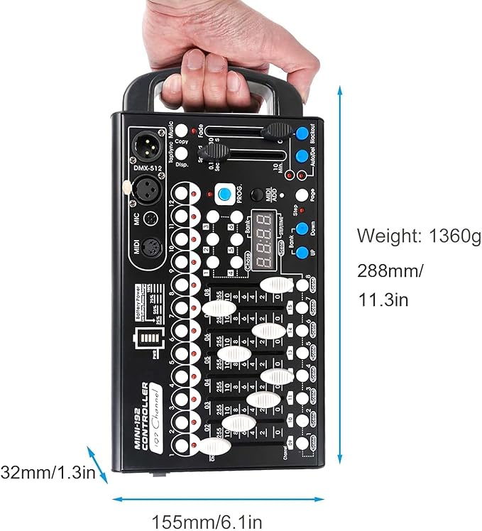 Battery Dmx Controller with Midi, Portable Dmx Controller